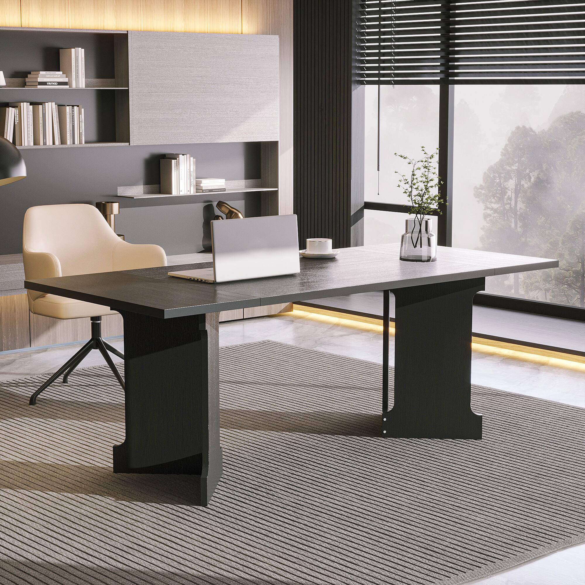 Alt View 1. Famapy - Famapy Office Desk: Sleek, Spacious & Modern Executive Workstation - Black.