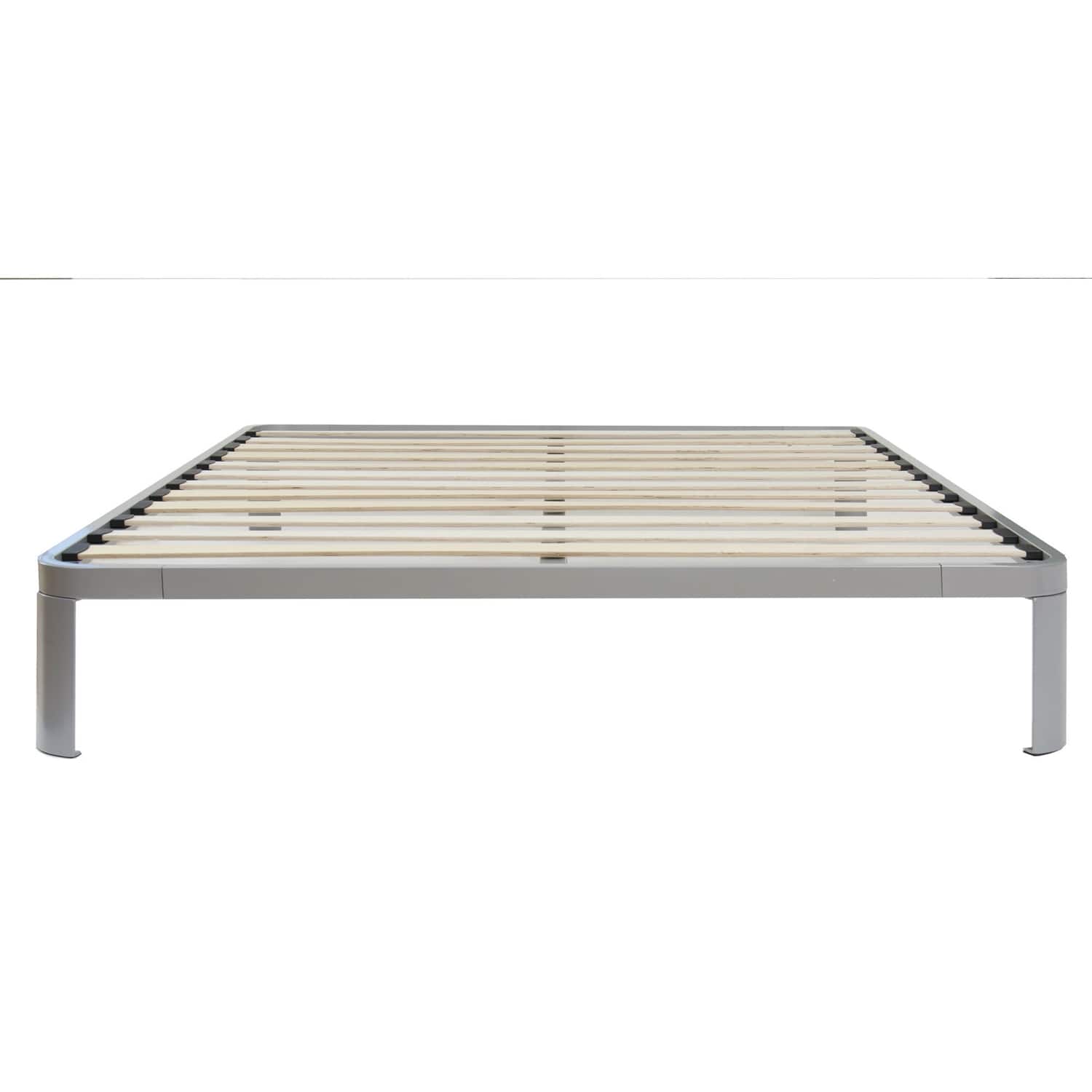 Hivvago - Full size Luna Metal Platform Bed Frame with Wooden Slats - Silver
