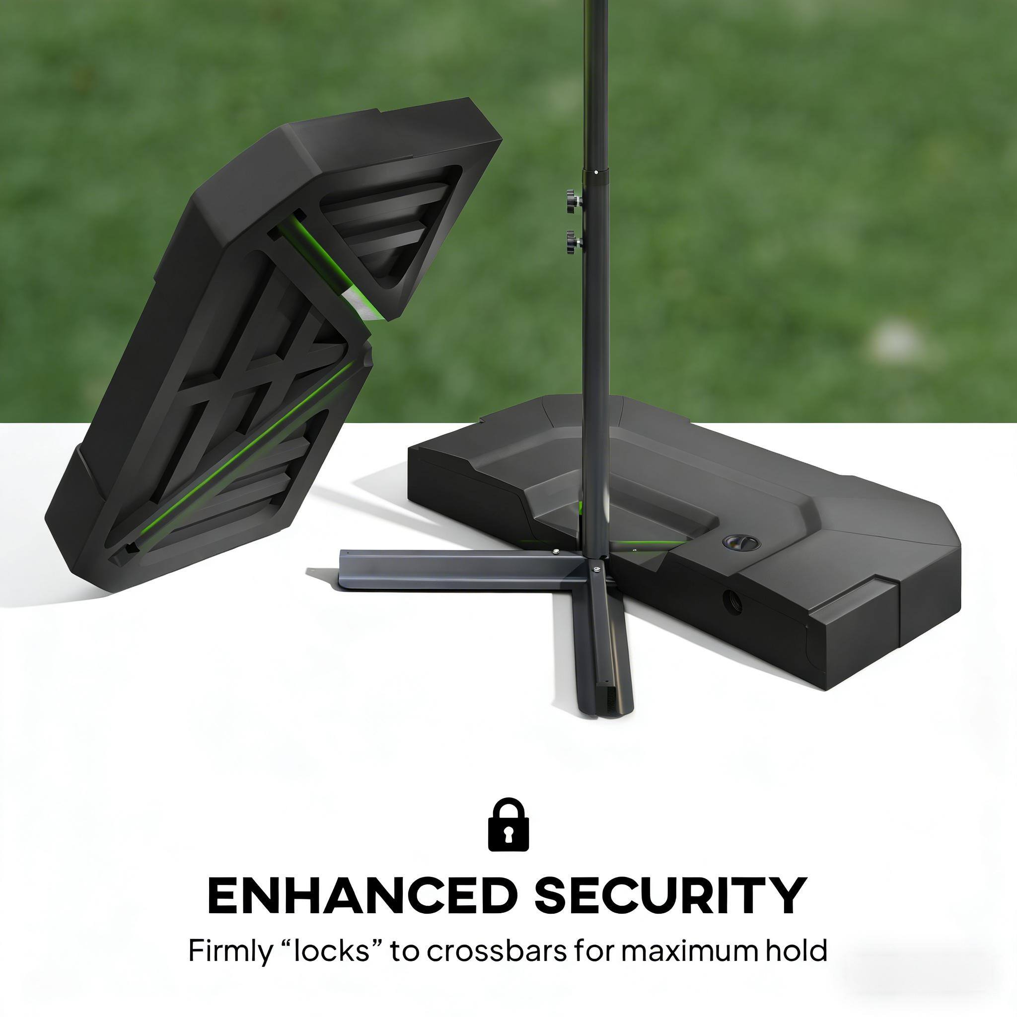 ENHANCED SECURITY  
Firmly "locks" to crossbars for maximum hold