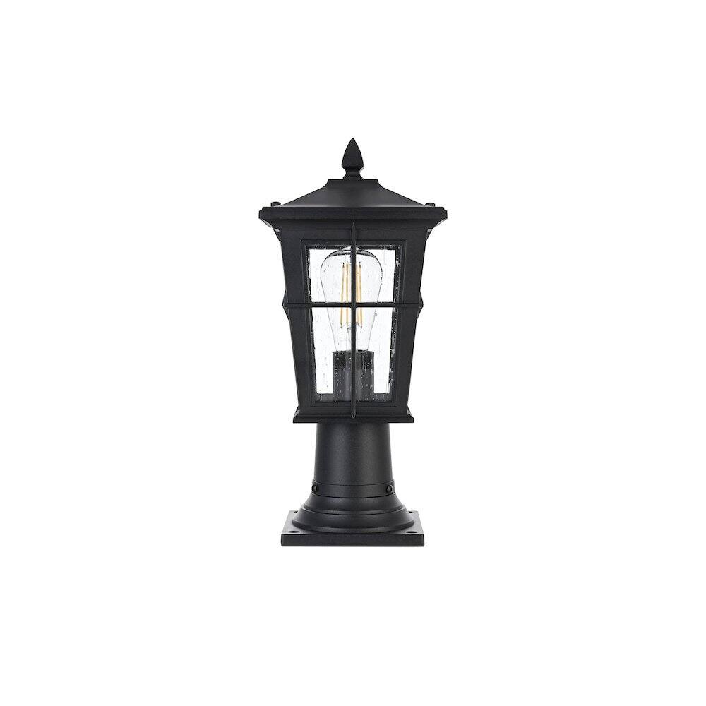Left. Elegant Lighting - Bodine 7 inch Outdoor Pendant in Black - Black.