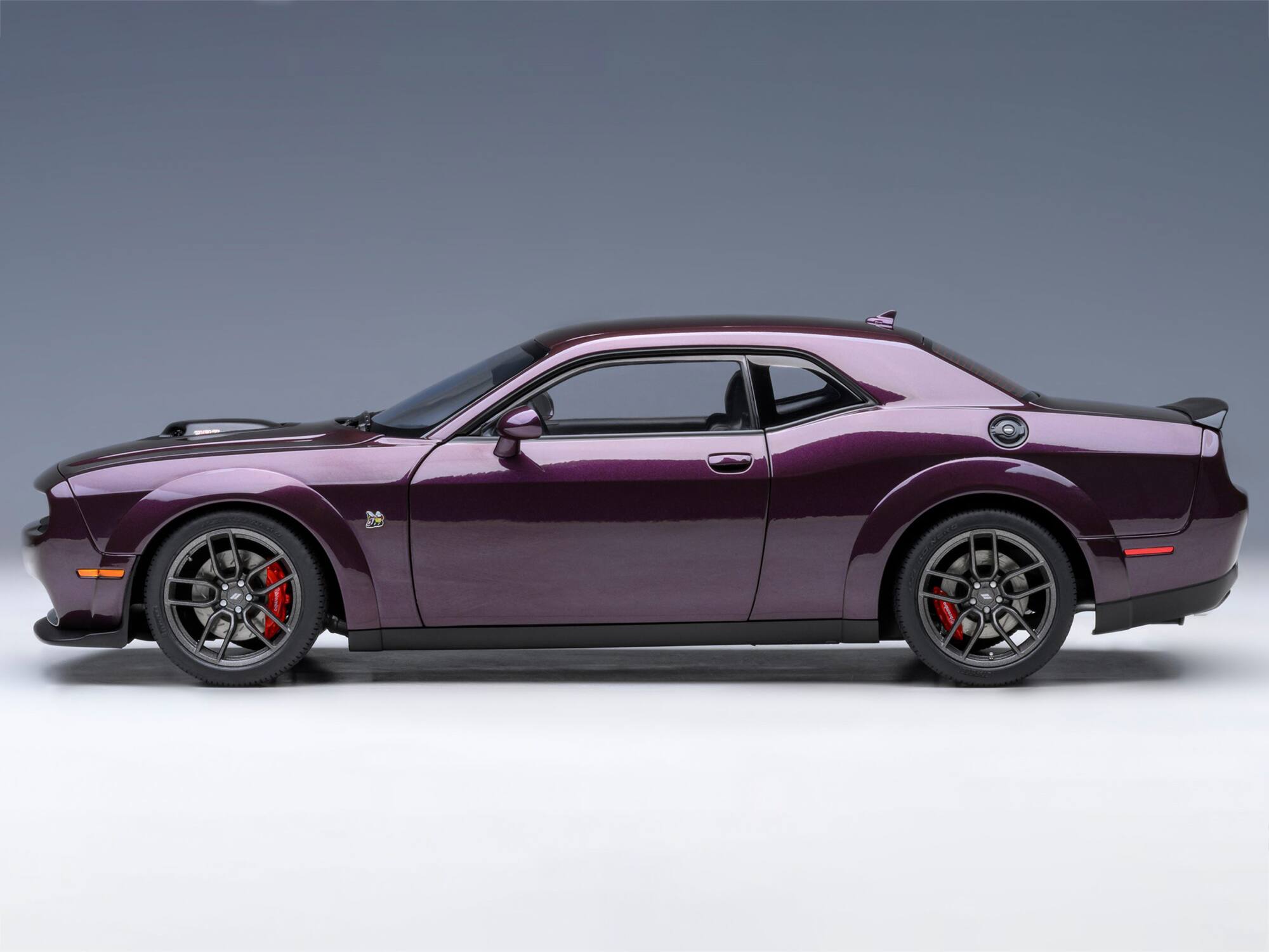 Alt View 6. Autoart - 2022 Dodge Challenger R/T Scat Pack Widebody Hellraisin Purple Metallic 1/18 Model Car by Autoart.