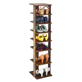 Costway - 7-Tier Shoe Rack Free Standing Shelf Storage Tower - Rustic Brown