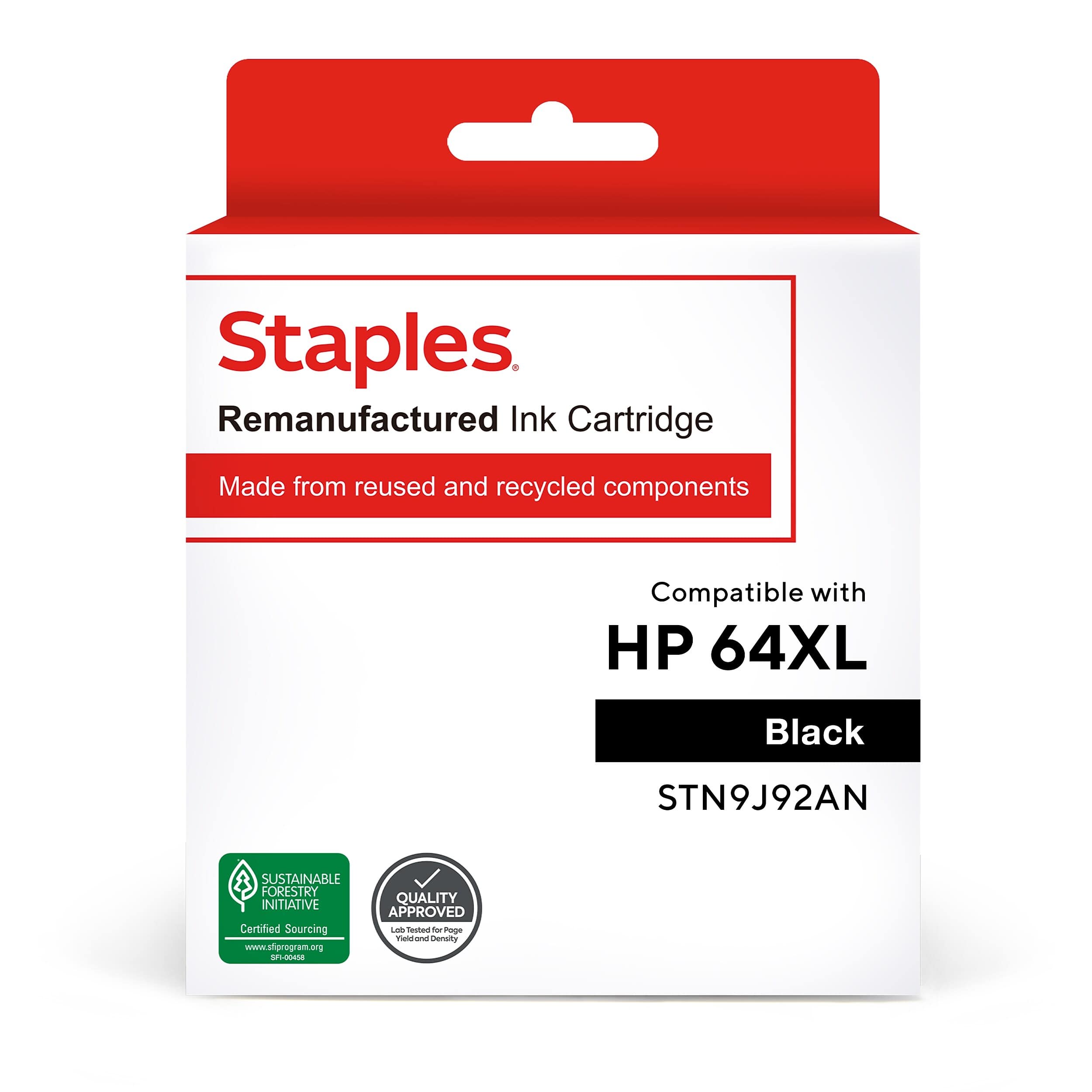 Staples - Remanufactured High Yield Ink Cartridge Replacement for HP 64XL (TRN9J92AN/STN9J92AN) - Black