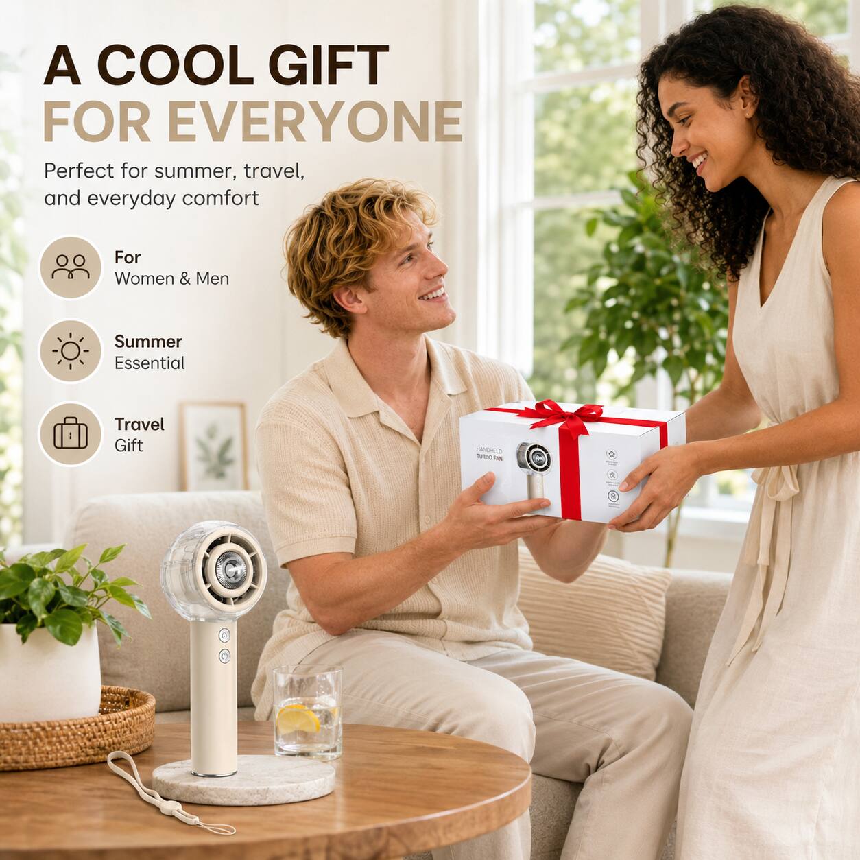 A COOL GIFT FOR EVERYONE  
Perfect for summer, travel, and everyday comfort  
For Women & Men  
Summer Essential  
Travel Gift
