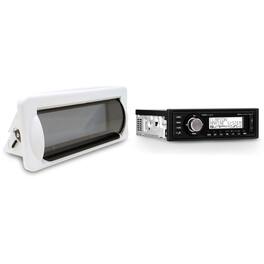 Clarion - M508 Single DIN Digital Media Receiver with built-in Bluetooth with Creative Audio CAMC1B Marine Single DIN - Black/Gray