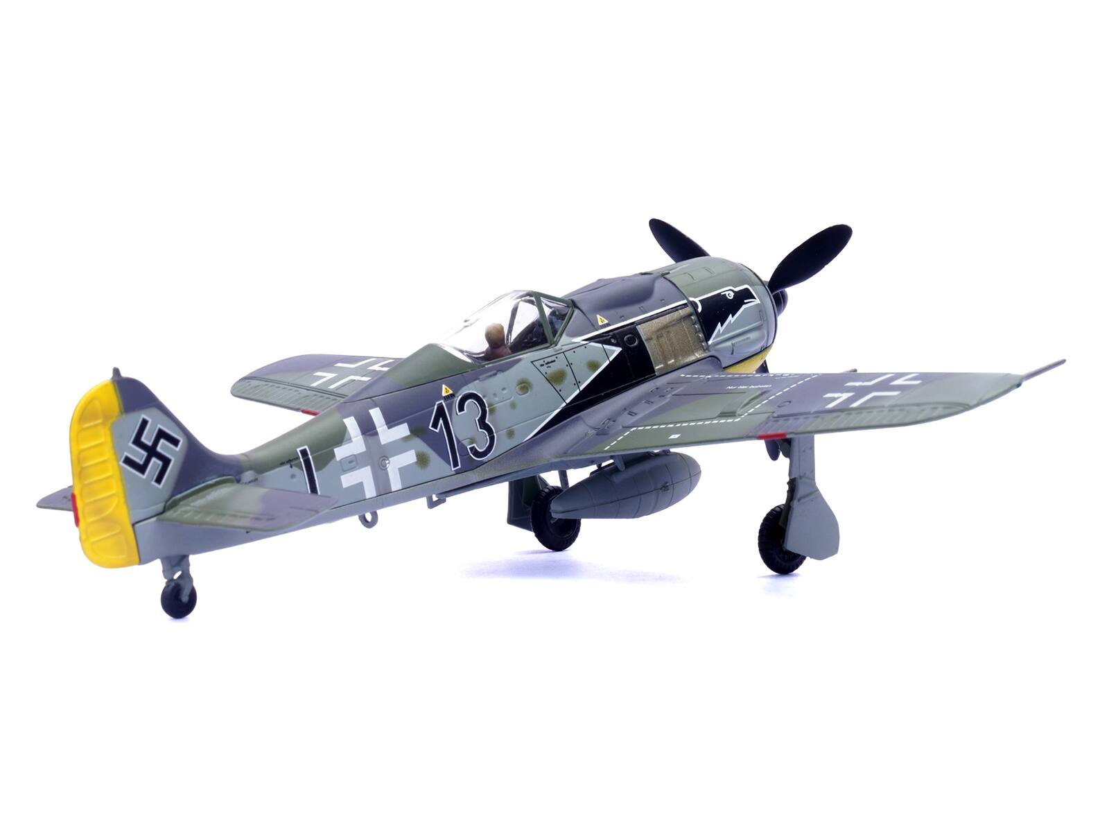 Left. Legion - Focke-Wulf Fw 190A Aircraft Black 13 8./JG 2 Richthofen France (1943) German Luftwaffe 1/72 Diecast Model Airplane - Multicolor.