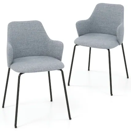 Front. Kadyn - Dining Chairs, Kitchen Chairs Trattoria Chairs,Dining Chairs Set of 2 with Curved Backrest Wide Seat and Armrests-Gray - Gray.
