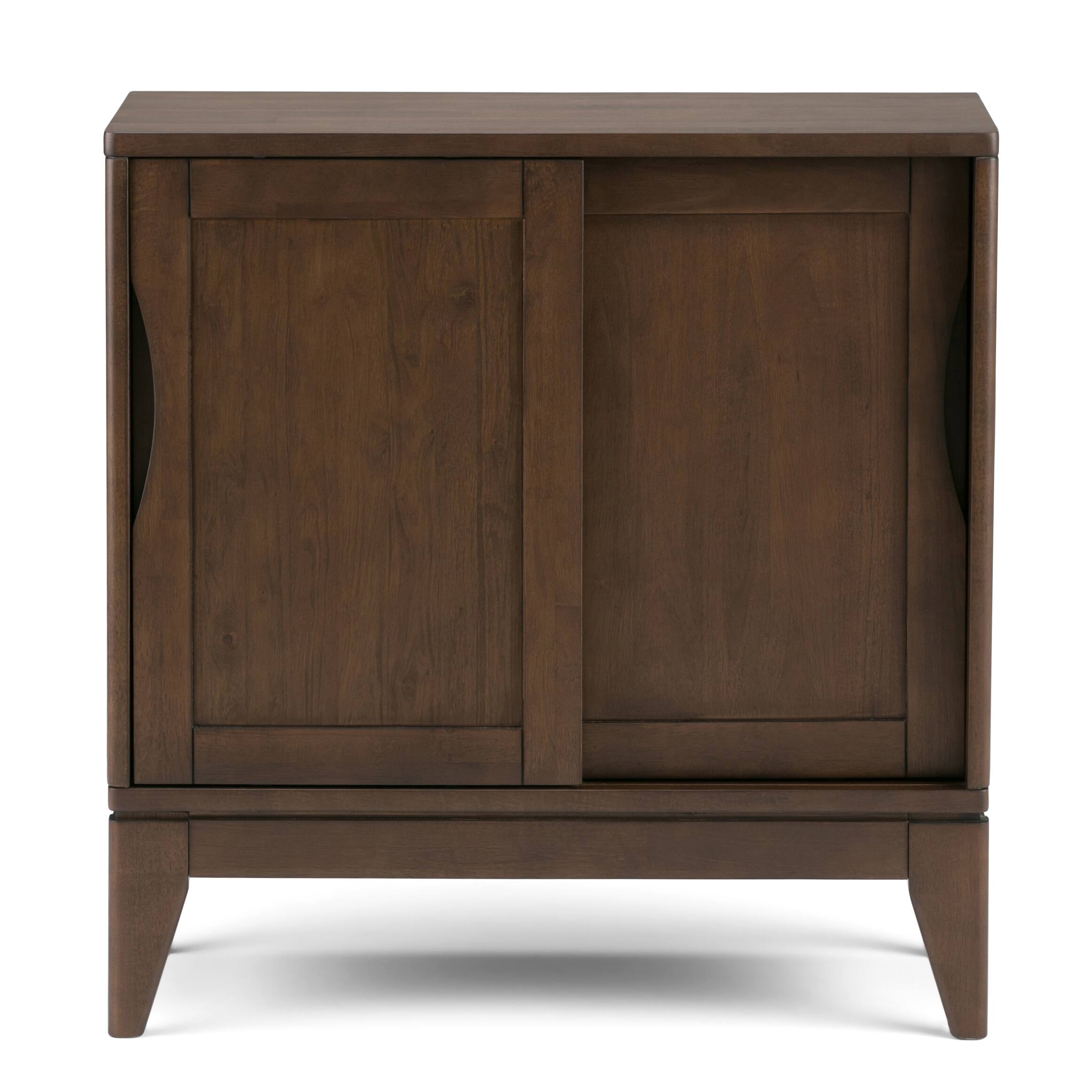 Left. Simpli Home - Harper Solid Wood 30 inch Storage Cabinet in Walnut Brown (Set of 2) - Walnut Brown.