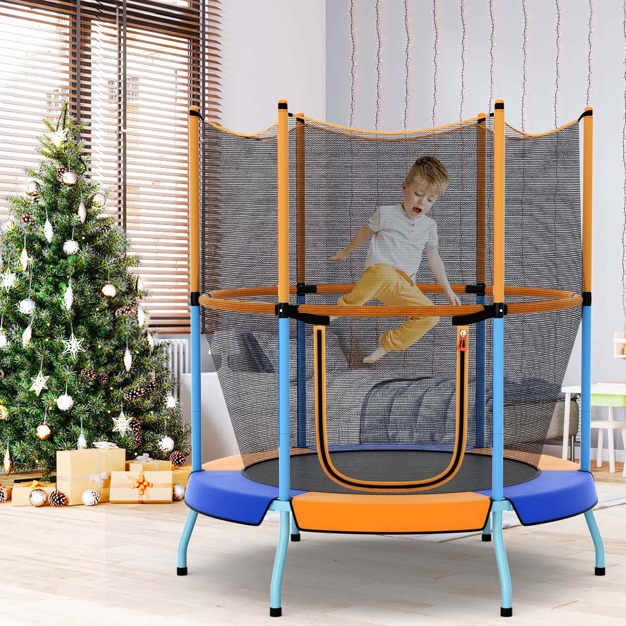 Alt View 1. Costway - Costway 48" Toddler Trampoline for Kids with Safety Enclosure Net Heavy-duty Frame - Blue,Orange.