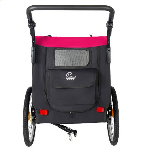 Alt View 4. JUJABU - 2-in-1 Foldable Pet Carrier Cart for Dogs up to 110lbs with Front Caster, Red.