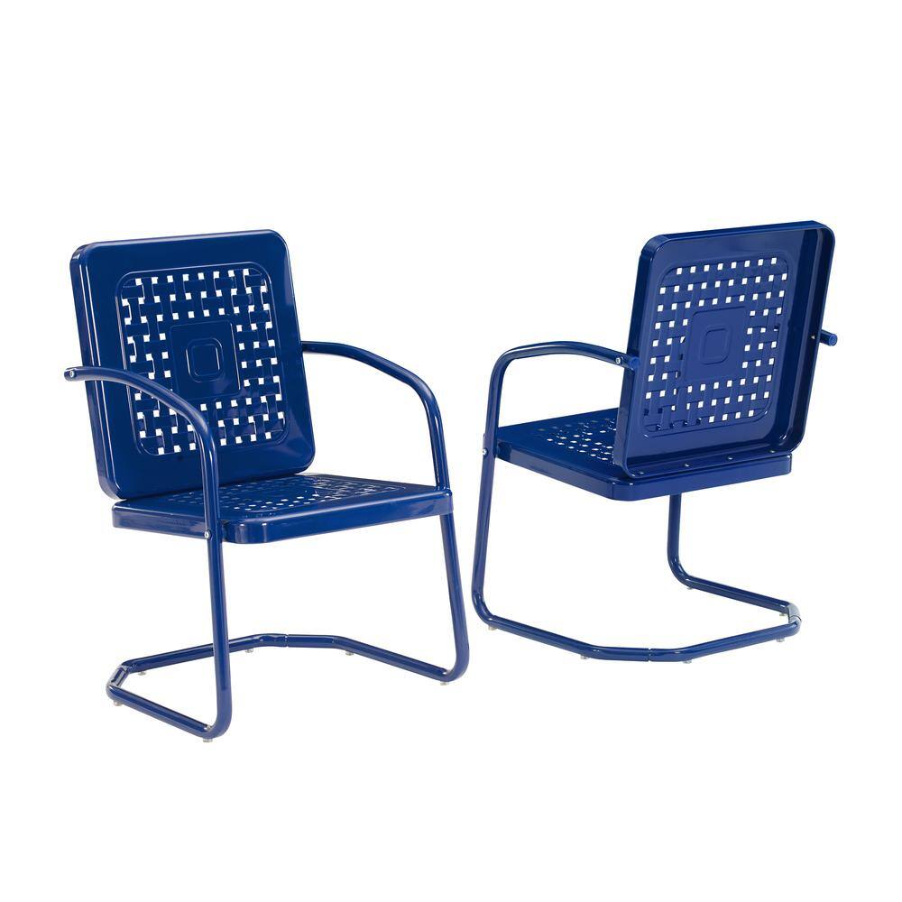 Back. Crosley Furniture - Bates 2Pc Retro Outdoor Chair Set - 2 Armchairs - Navy Gloss.