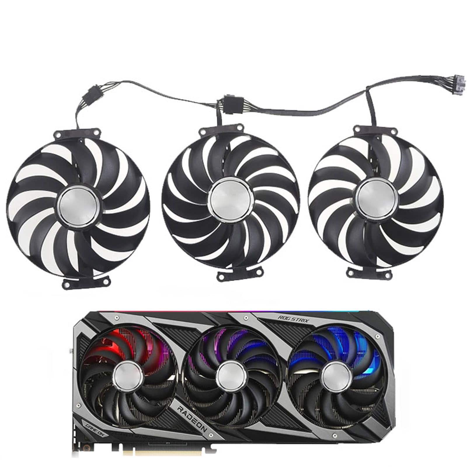 Dazzling Pops - T129215SU CF1010U12S DC12V Graphics Card Fan for ASUS ROG Strix RTX 3060 3070 3080 Ti 3090 Gaming RX 6700