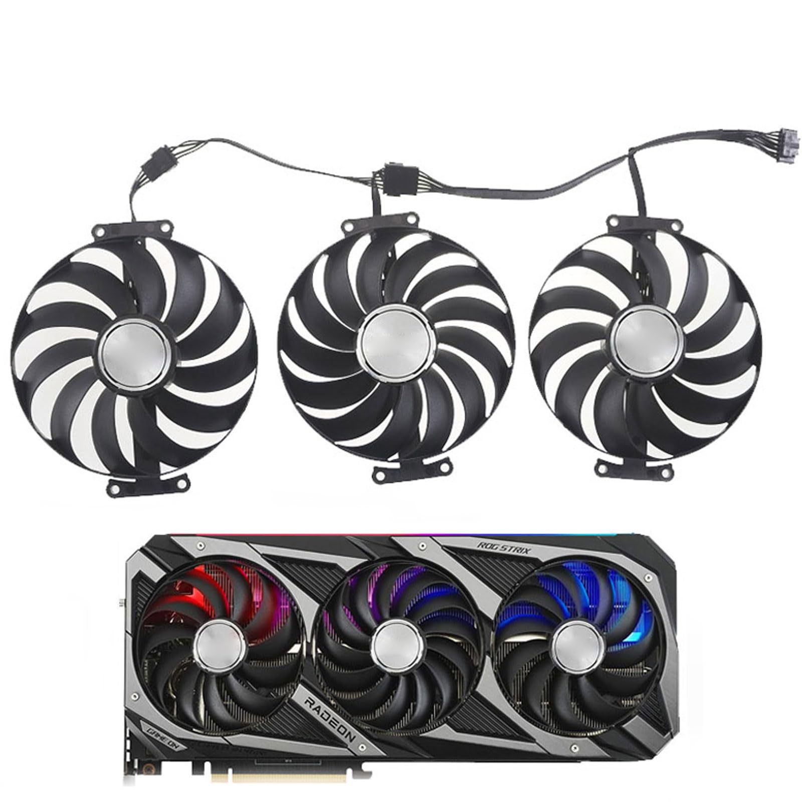 Dazzling Pops - T129215SU CF1010U12S DC12V Graphics Card Fan for ASUS ROG Strix RTX 3060 3070 3080 Ti 3090 Gaming RX 6700