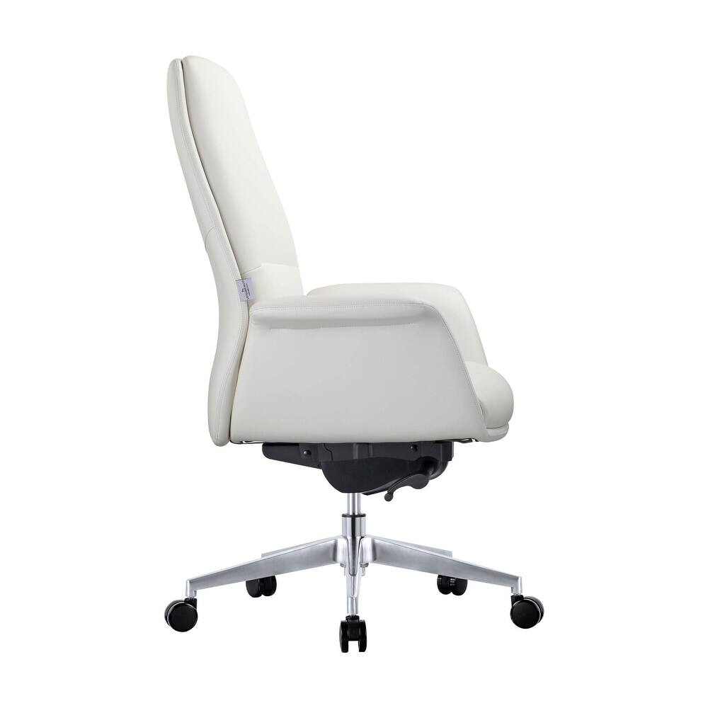 Alt View 1. LeisureMod - Summit Leather Office Chair with Durable Metal Frame, Adjustable Height, Swivel, Tilt, and Plush Cushion Support - White.