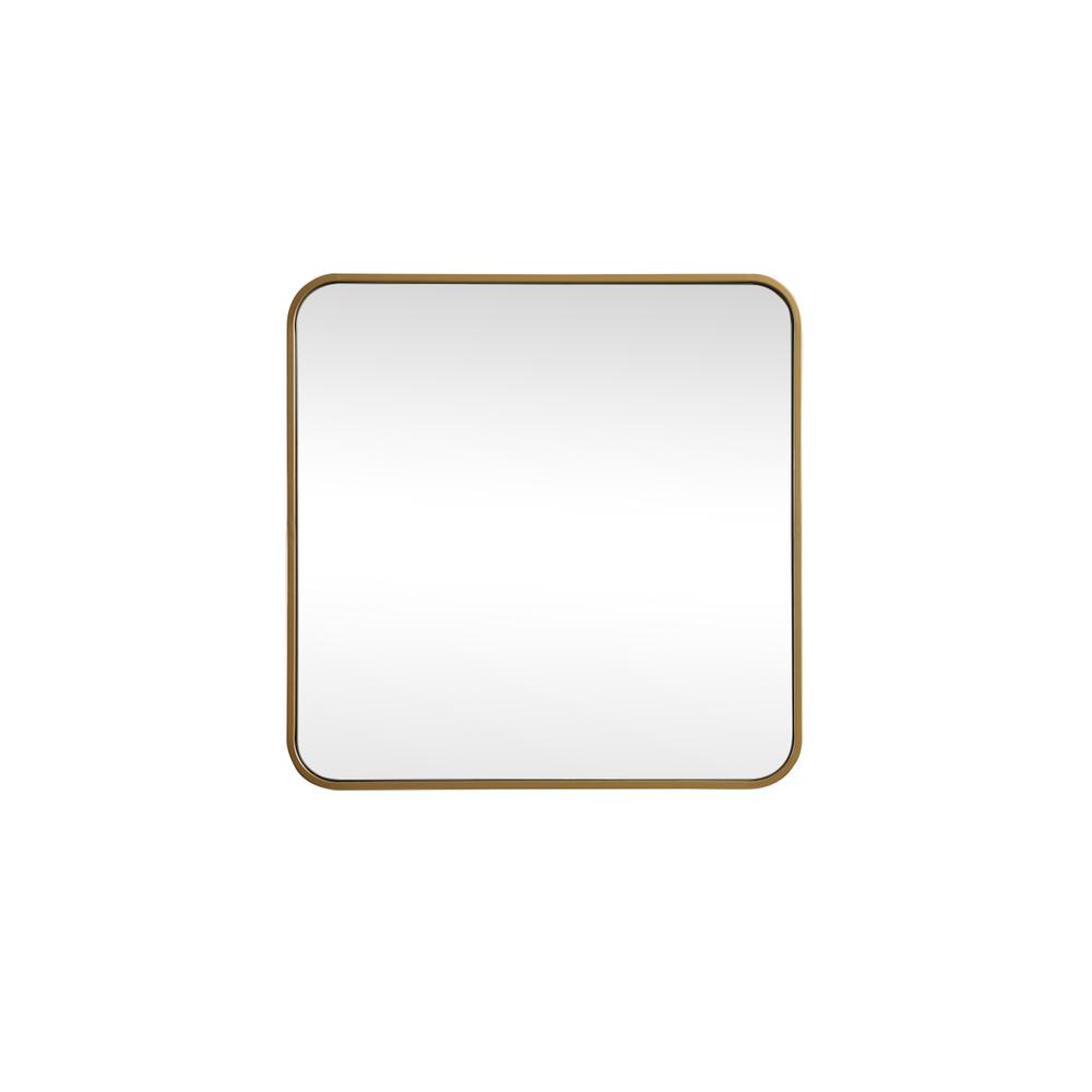 Back. Elegant Decor - Soft corner metal square mirror 24x24 inch in Brass - Brass.
