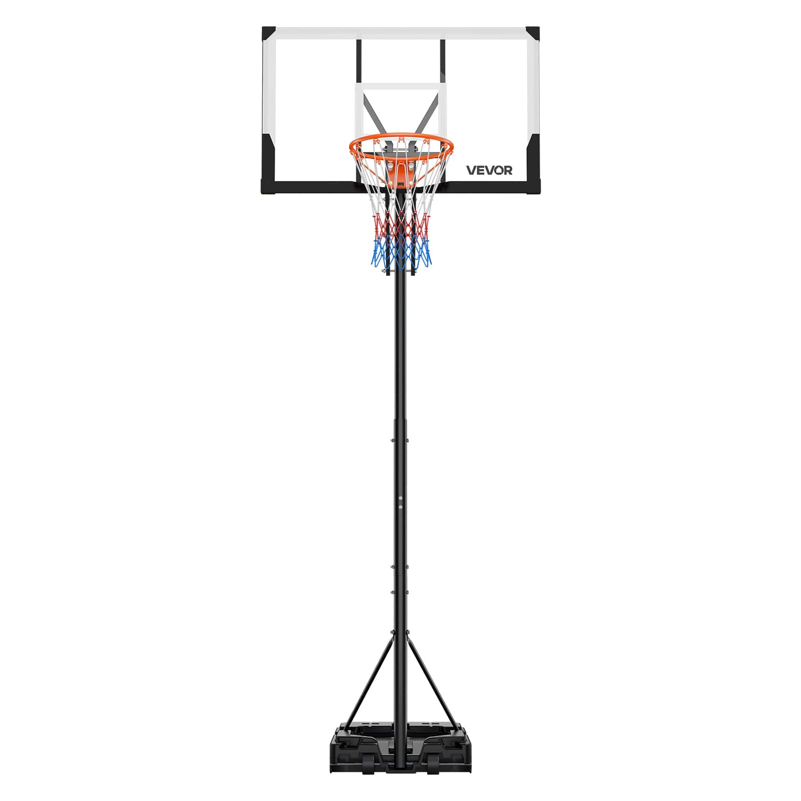 VEVOR - Portable Basketball Stand, 5.25 to 10ft Height Adjustment Basketball Hoop & Goal, Portable Basketballs Hoop with Wheels - Black