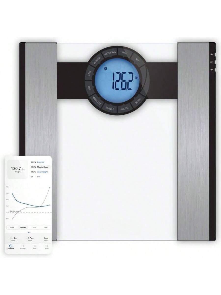 Sure, here is the corrected and grouped text:
---
**Weight:**
- 126.2 lb
**Body Fat:**
- 25.9% Body Fat
- 34.8% Muscle Mass
- 51.2% Water Weight
**Weight Loss:**
- -0.3 lb Week
- -3.5 lb Month
- 1 day
**BMI:**
- 25.9
**Additional Information:**
- Above Avg High Normal Set Low
---
This text is organized based on the information displayed in the image.