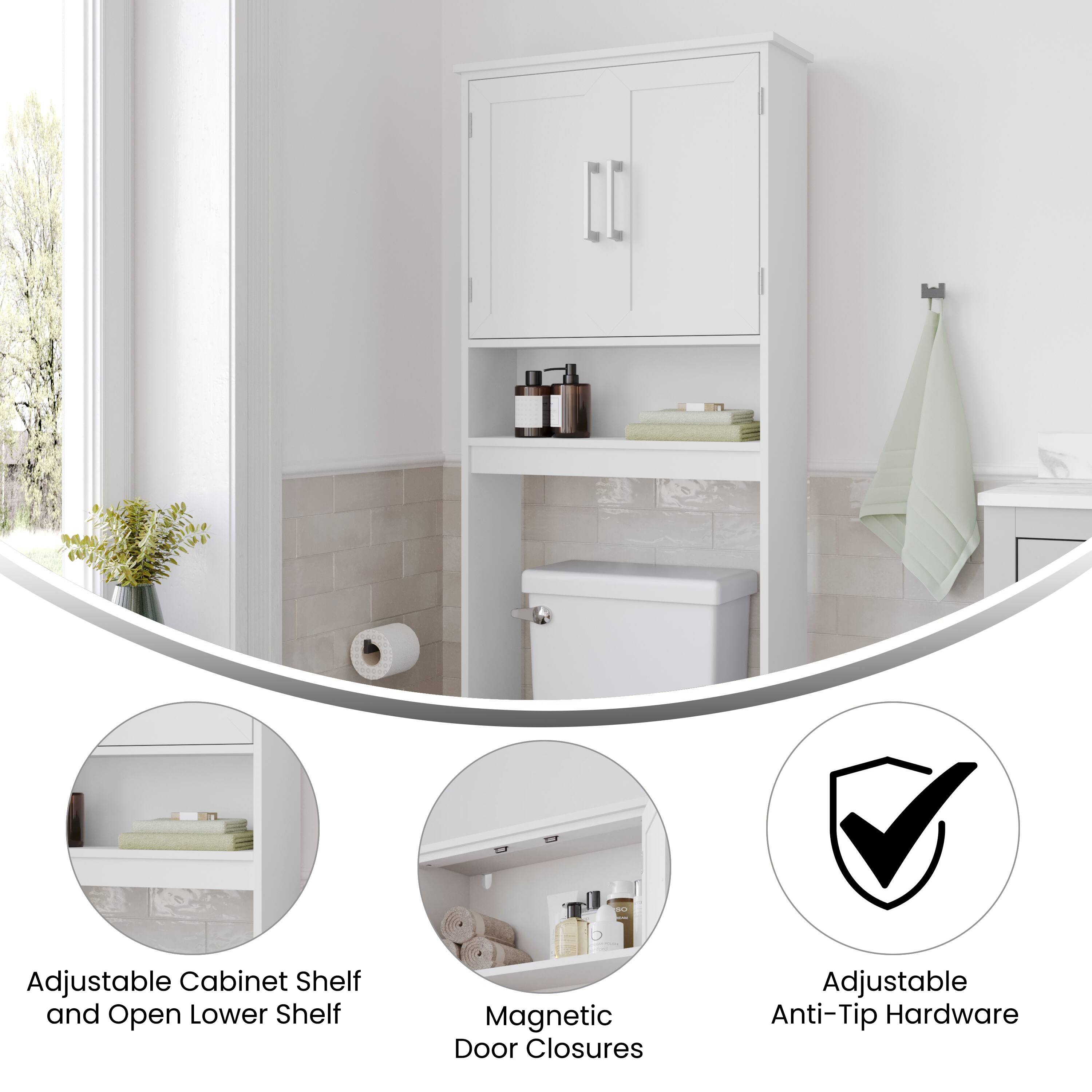 Adjustable Cabinet Shelf and Open Lower Shelf  
Magnetic Door Closures  
Adjustable Anti-Tip Hardware