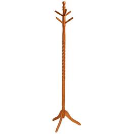 Hivvago - Oak Finish Twist Wood Coat Rack Entryway Hall Tree Hat Rack - Brown