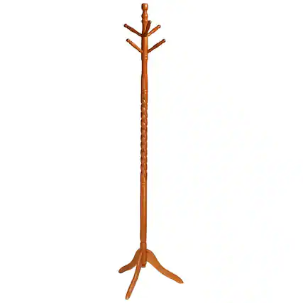 Front. Hivvago - Hivvago Oak Finish Twist Wood Coat Rack Entryway Hall Tree Hat Rack - Brown.