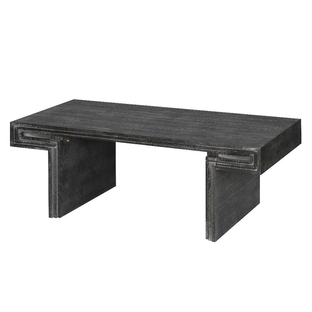 Alt View 2. Loheer - Loheer vintage industrial coffee table Antique Black Double Tier Forty Eight Inch - Antique Black.