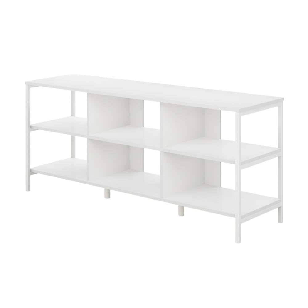 FurniFact - Modern TV stand, up to 60-inch TVs, metal, wood construction, clean finish - White