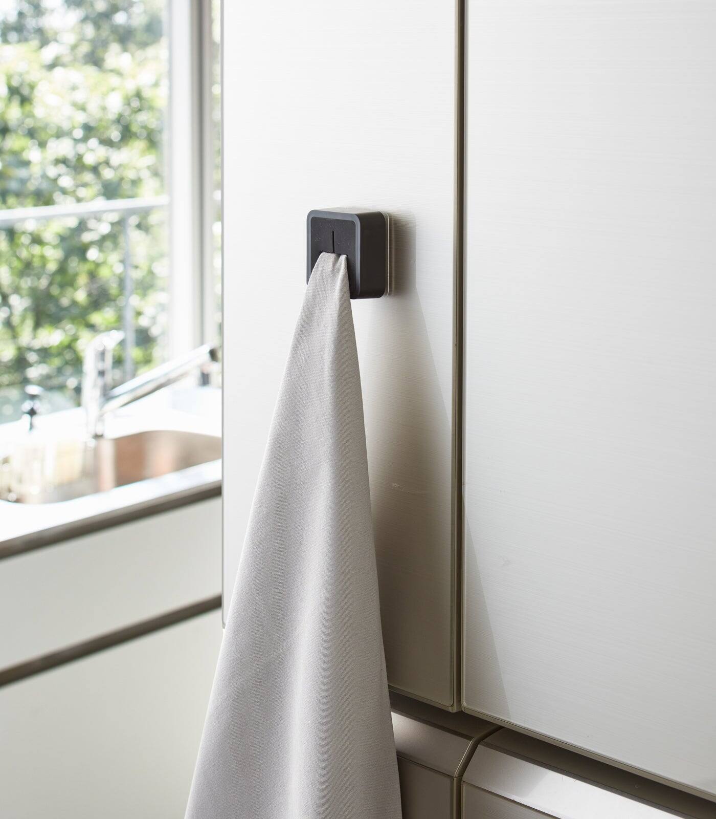 Alt View 1. Yamazaki Home - Traceless Adhesive Kitchen Towel Holder - Black.