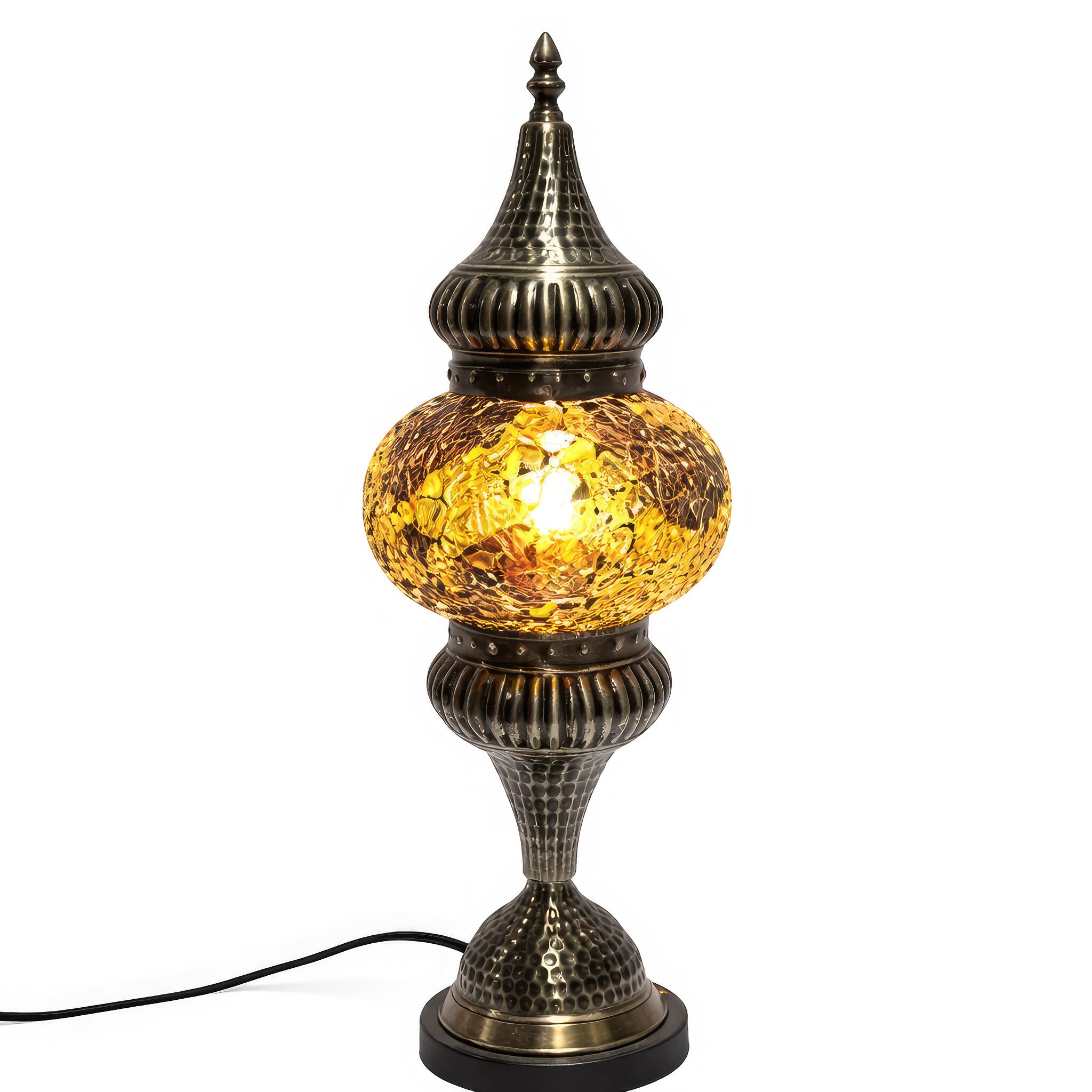 Angle. FC Design - 18"H Antique Bronze Base Gold Mosaic Turkish Lamp.