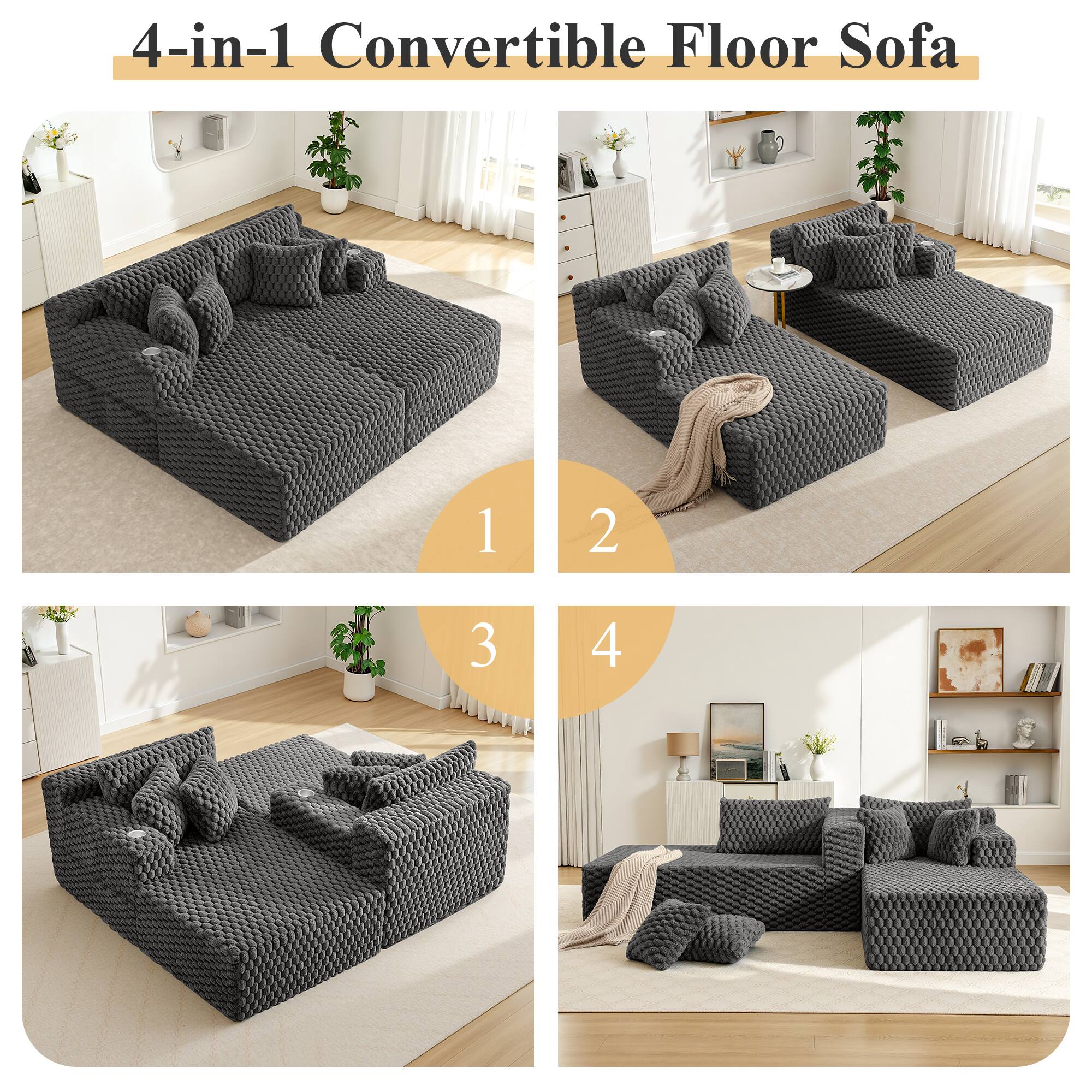 4-in-1 Convertible Floor Sofa

1

2

3

4