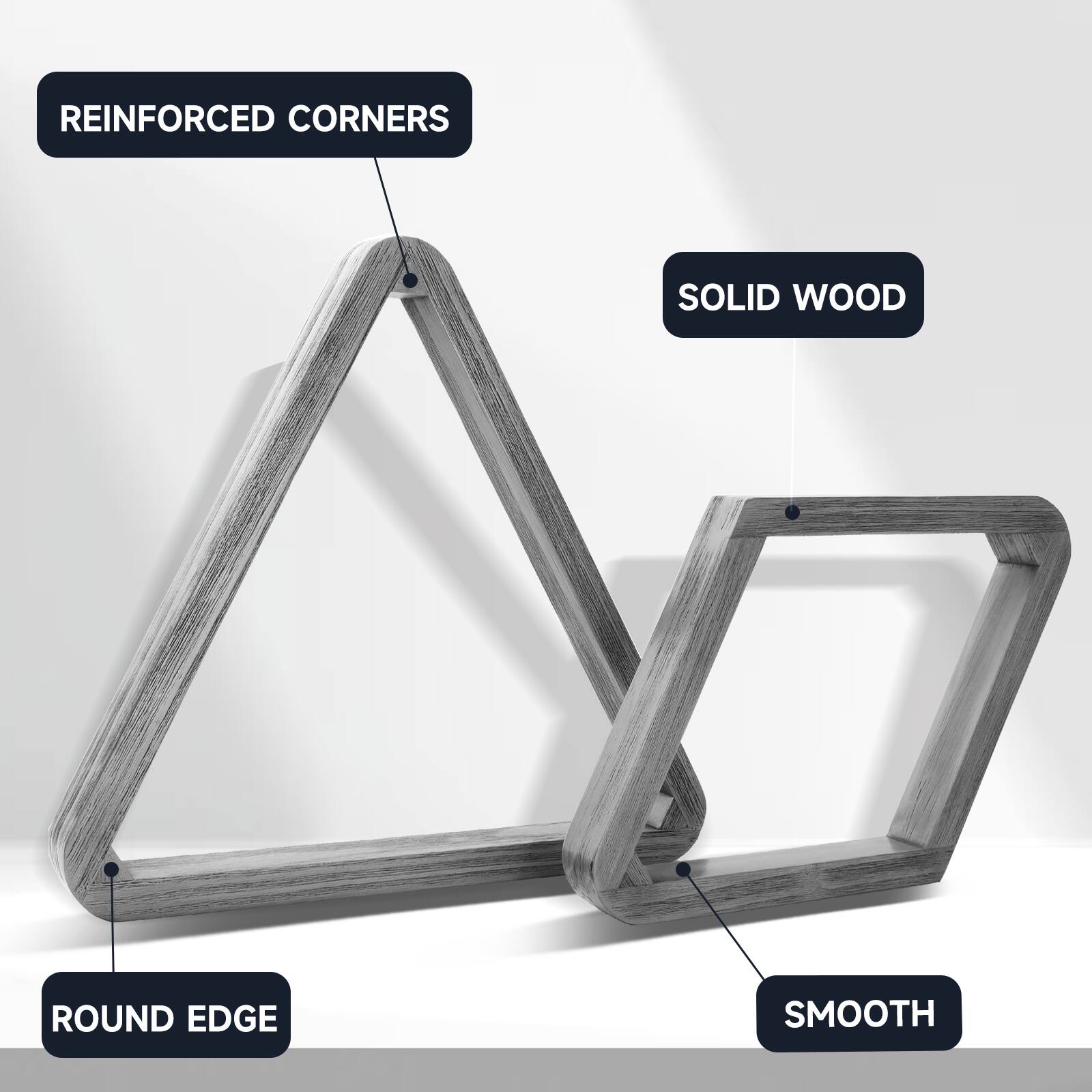 REINFORCED CORNERS, SOLID WOOD, ROUND EDGE, SMOOTH