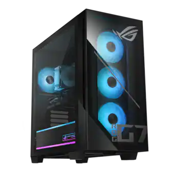 The text on the image reads: "OPEN ONE T F RY SLS RTX SEFORCE . MARCH TO MAY 5 un - - L G : ROG G7".