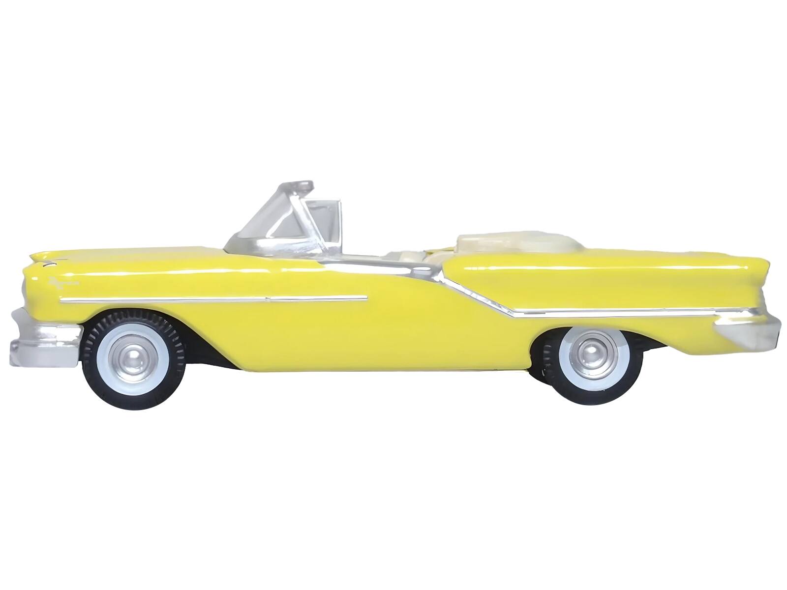 Angle. Oxford Diecast - 1957 Oldsmobile 88 Convertible Coronado Yellow 1/87 (HO) Scale Diecast Model Car by Oxford Diecast - Yellow.