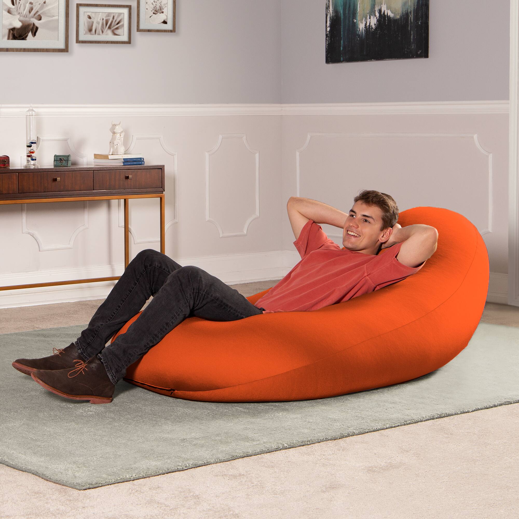 Alt View 2. Jaxx - Nimbus Spandex Bean Bag Chair, Large, Orange - Orange.