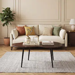 WELLFOR - Cloud Coffee Table with Sturdy Metal Frame, Modern Irregular Center Table for Living Rooms, Apartments - Walnut