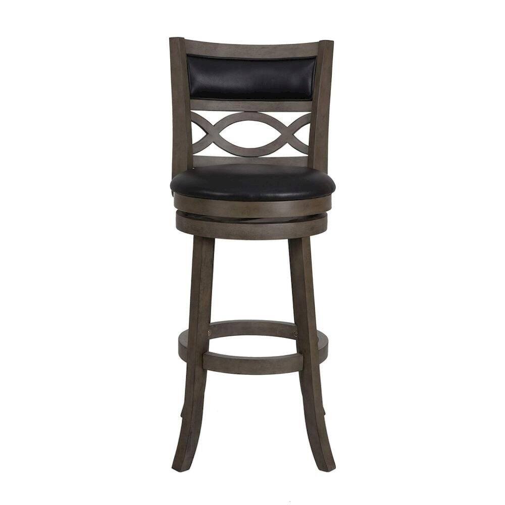 Left. FurniFact - Gray Wood Swivel Bar Stool Set of 2 - Grey.