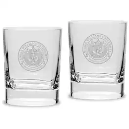 Jardine - Roger Williams University 11.75oz. Square Double Old Fashioned Glass Set - Multicolor