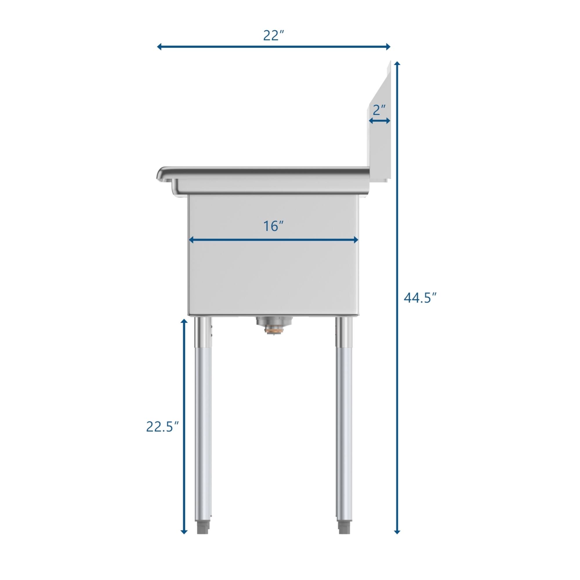 22"  
2"  
16"  
44.5"  
22.5"