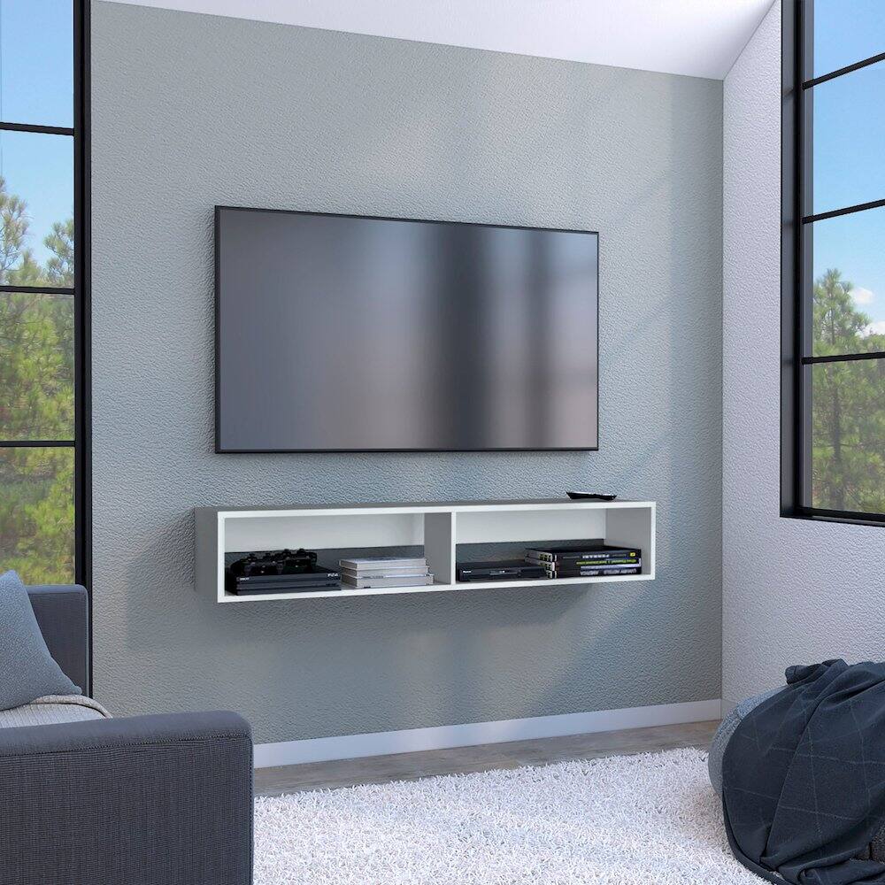 Alt View 3. TuHome - Warrior 59" Floating Tv Stand White MDF - White.