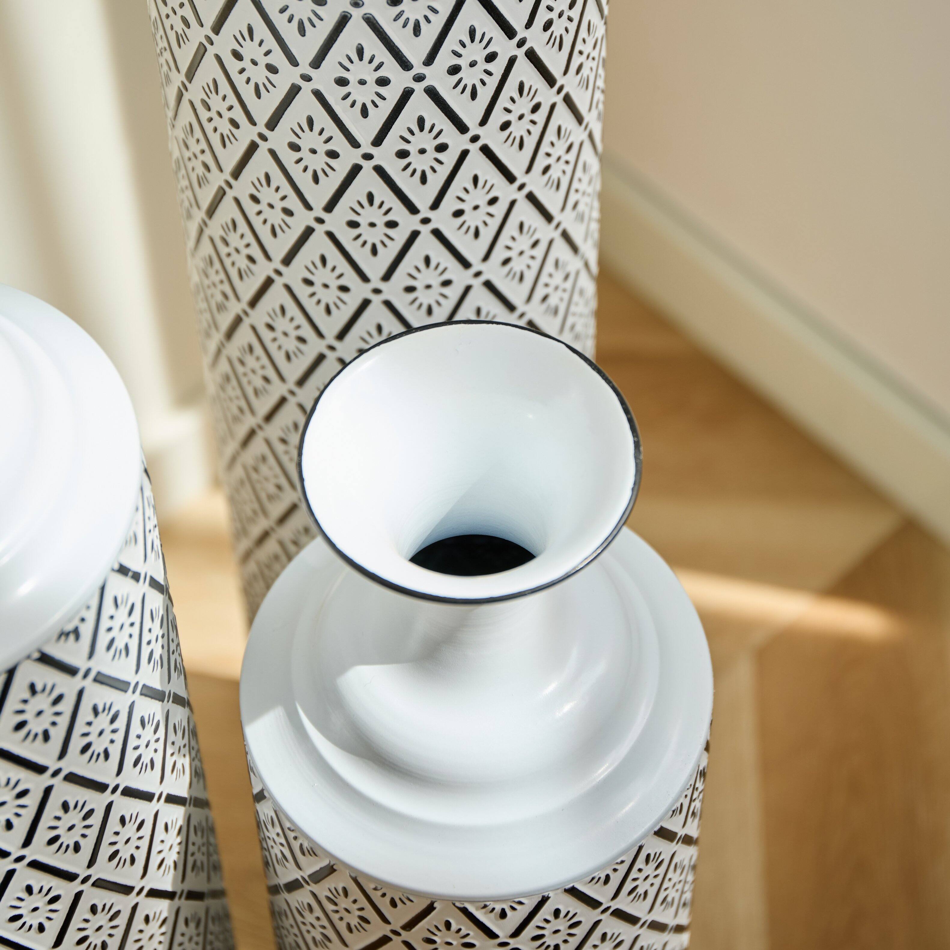 Alt View 2. Anysun - White Metal Floor Vases Set of 3 - Glazed Finish, 24in/28.7in/33.5in Height for Home Decor - White.