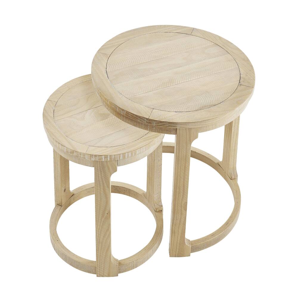 Back. Loheer - Loheer 24 Inch Wooden Coffee Table Set Mid Century Side Table - Oak.