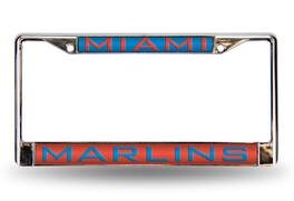 Rico Industries - Miami Marlins Chrome Metal License Plate Frame Holder - Multi