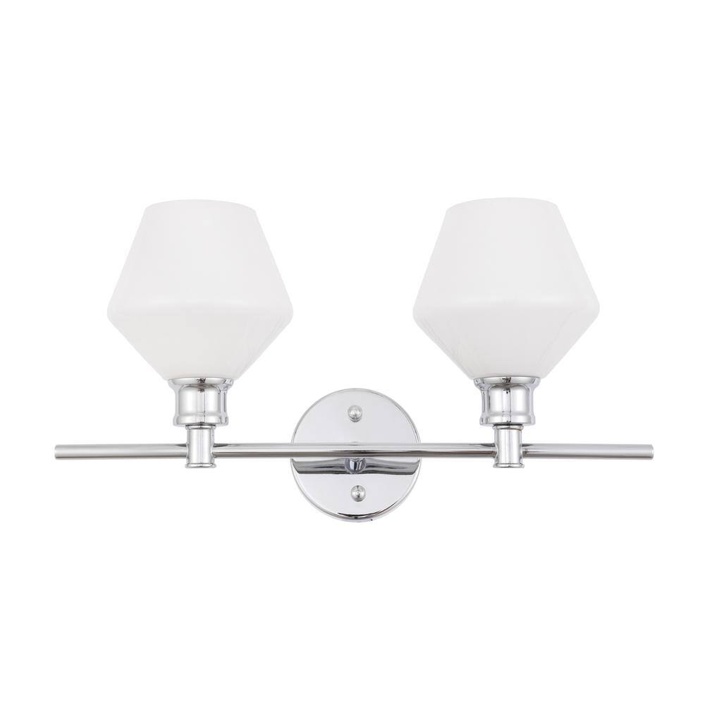 Alt View 9. Living District - Gene 2 light Chrome and Frosted white glass Wall sconce - Chrome And Frosted White Glass.