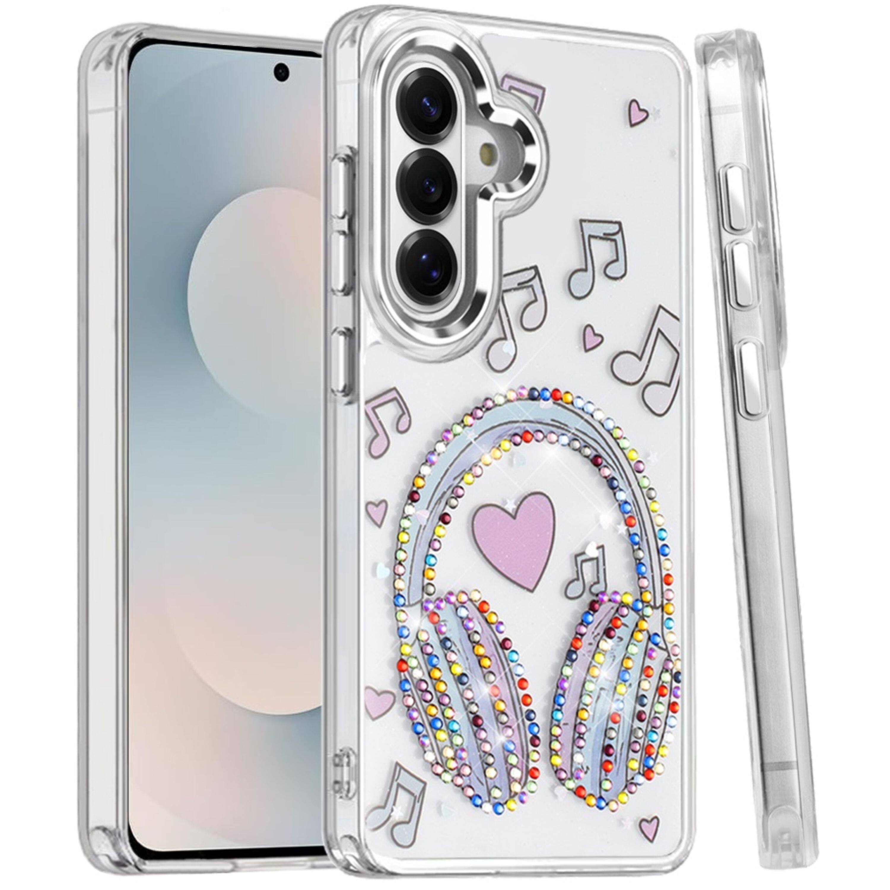 Angle. Kitcheniva - Colorful Epoxy Design Plastic Jewels Plus Tempered Glass For Samsung S25 FE G - Ｍulticolor.