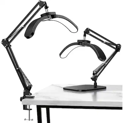 Front. MOSZAR LLC - 22W Half Moon LED Nail Desk Light with Adjustable Arm, Clamp & Foldable Base.