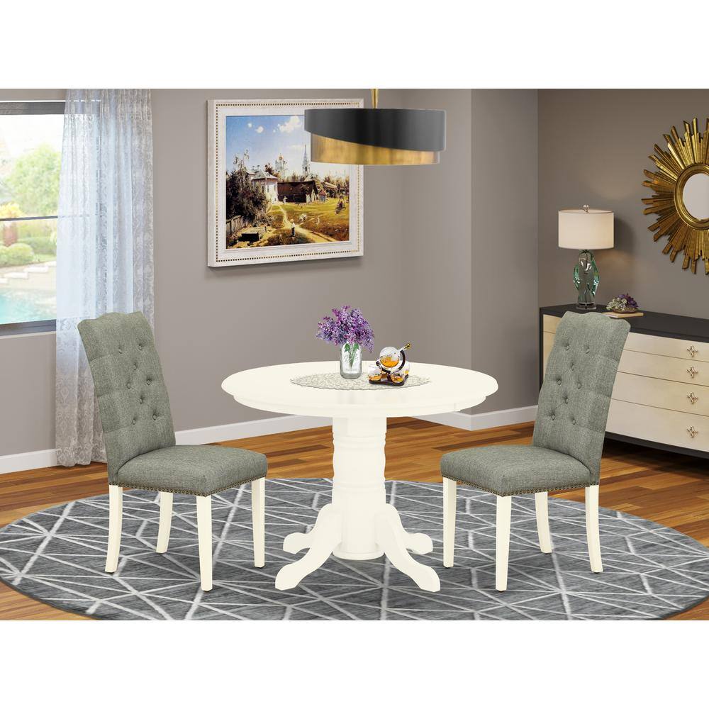 Left. East West Furniture - Dining Room Set Linen White - Brown.