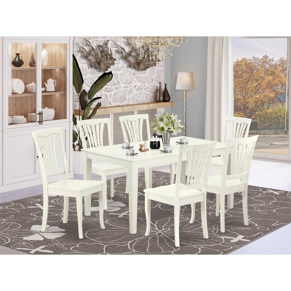 Left. East West Furniture - Dining Room Set Linen White - Brown.