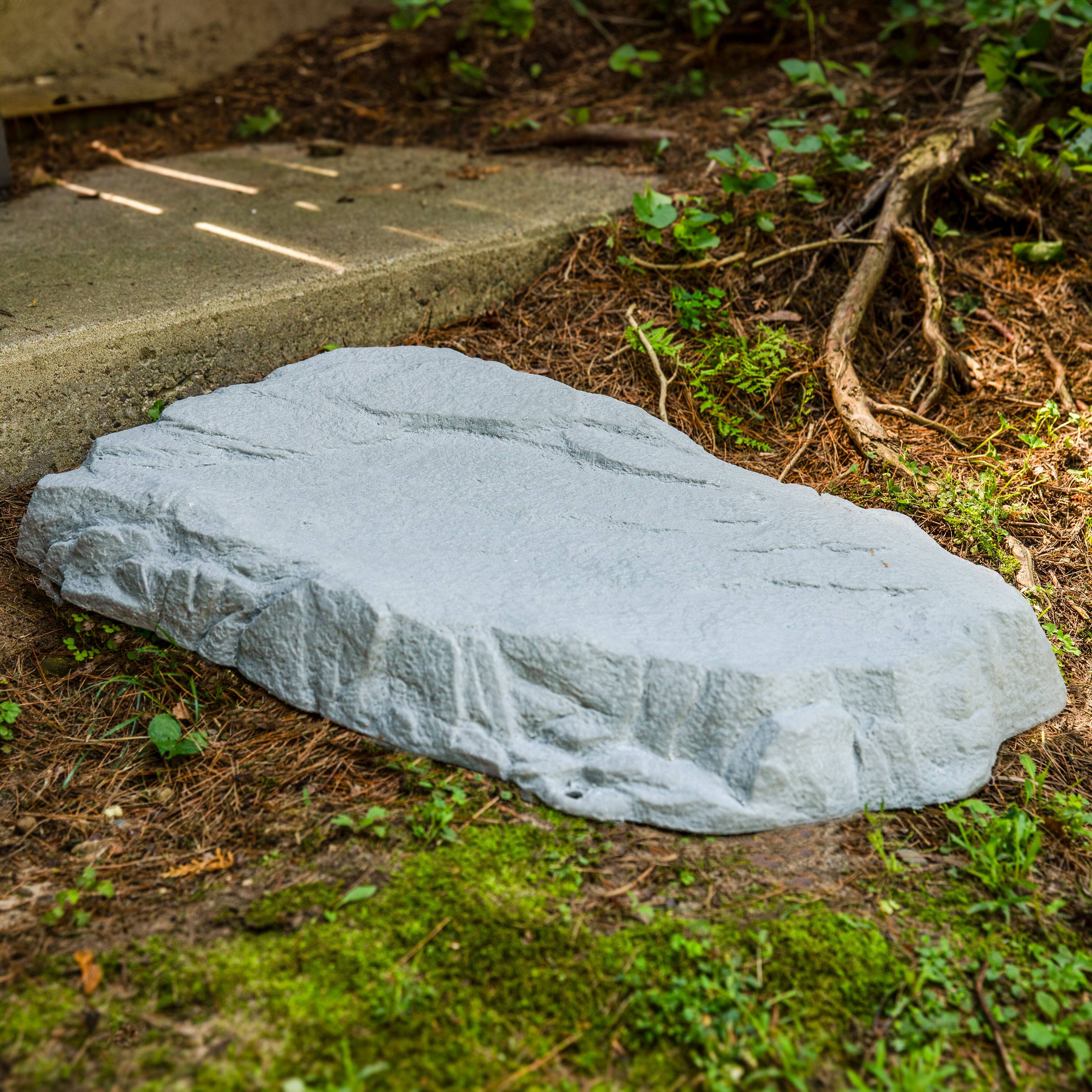 Alt View 7. Sunnydaze - Set of 2 Flat Artificial Landscape Rocks with Stakes - Gray.