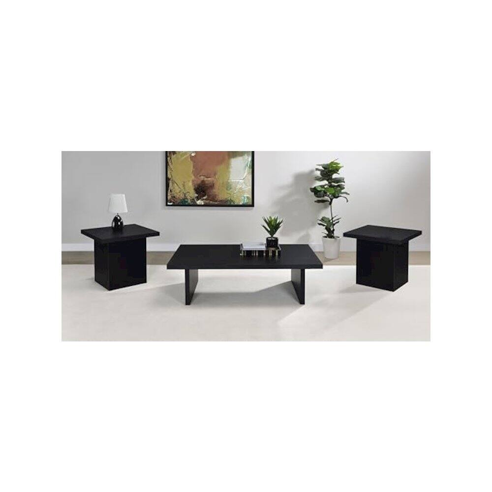 Angle. Coaster Co. of America - Max 3-piece Rectangular Coffee and End Table Set Black - Black.