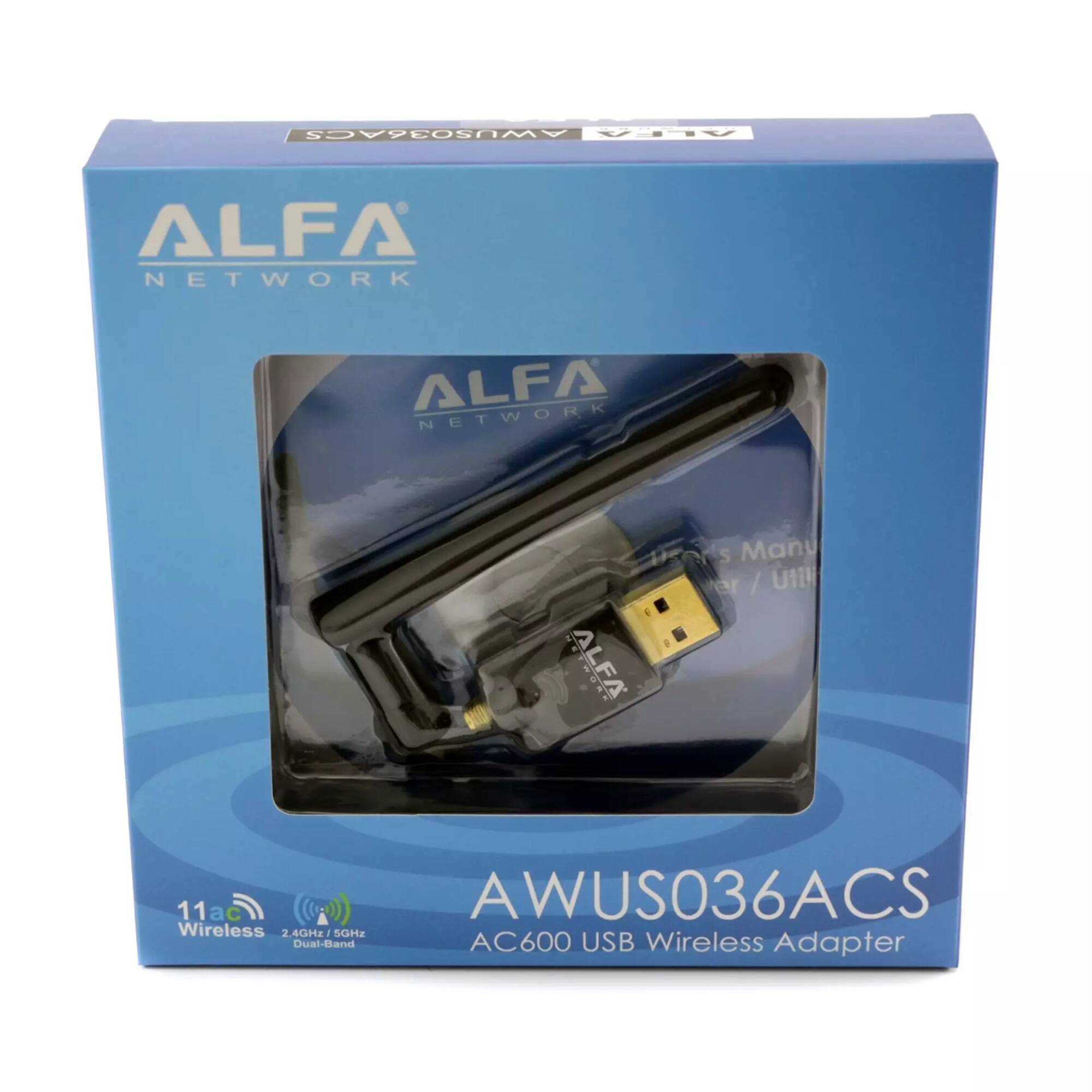 AWUSO36ACS ALFA NETWORK ALFA NETWORK 11ac Wireless 2.4GHz/5GHz Dual-Band AC600 USB Wireless Adapter