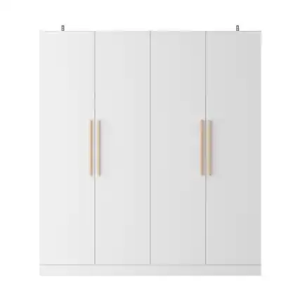 Front. FUFU&GAGA - FUFU&GAGA 4 - Door Wardrobe with Wooden Handles & Anti - Tip Safety - White.
